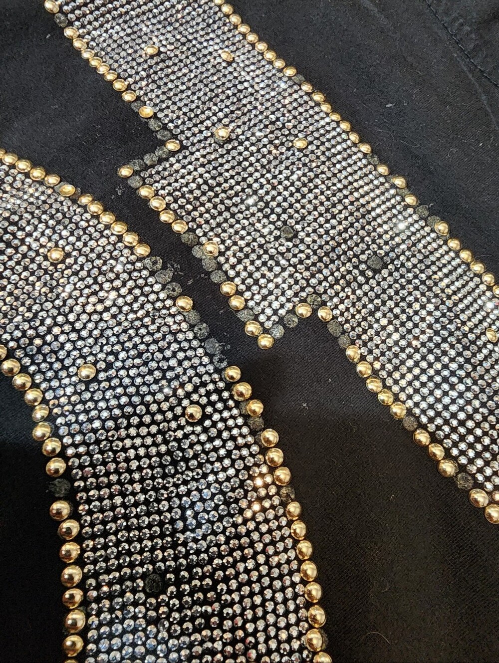 Black Embellished Logo Tee with Silver Rhinestones - Picture 3 of 4